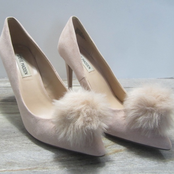 Steve Madden Shoes - Steve Madden Pronti Pink Suede Pom Pom High Heels